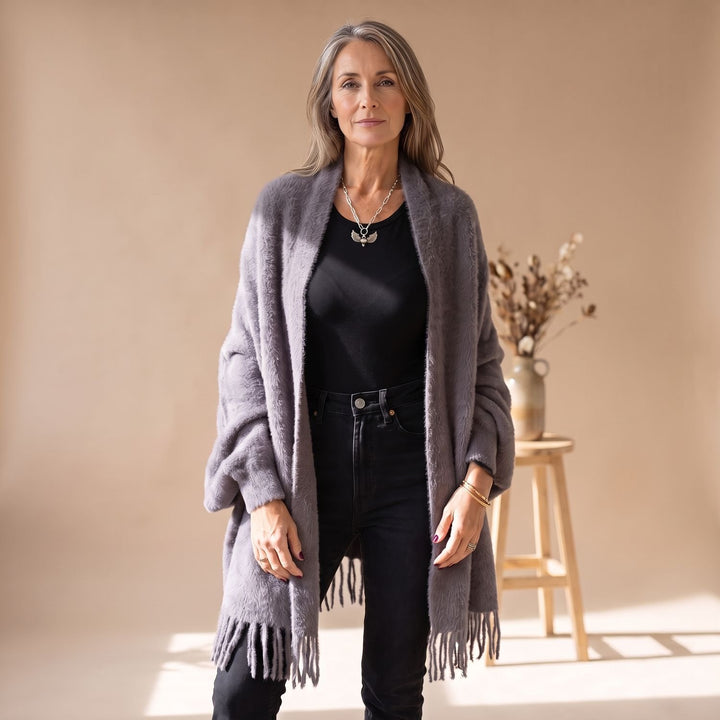 Women's Fluffy Faux Fur Open-Front Fringe Cardigan Coat