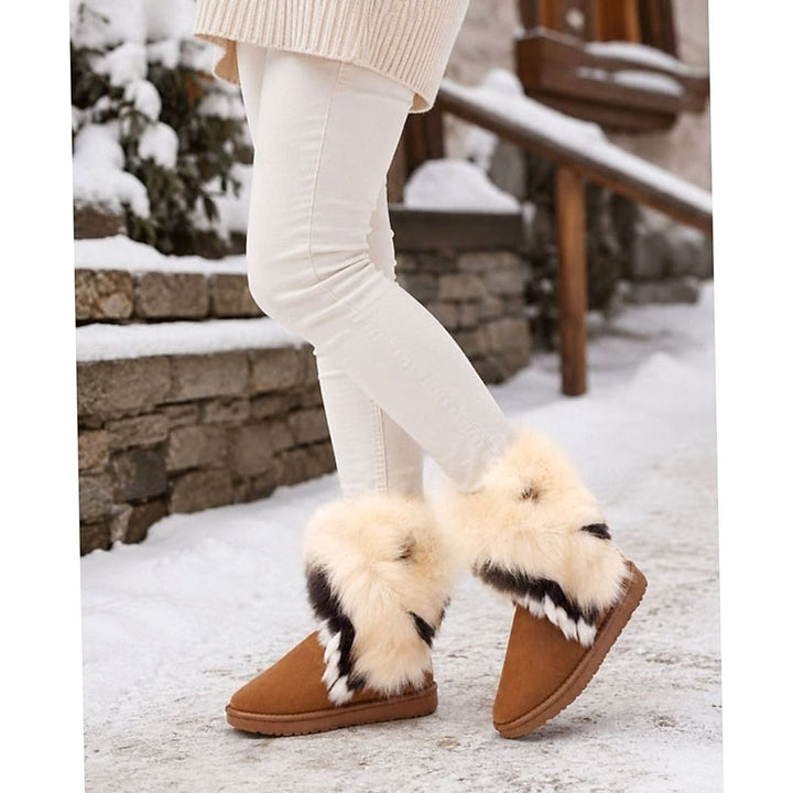 Women's Fluffy Faux-Fur Trim Slip-On Winter Snow Boots