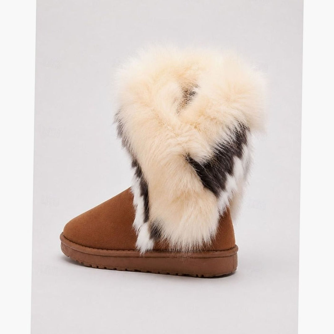 Women's Fluffy Faux-Fur Trim Slip-On Winter Snow Boots