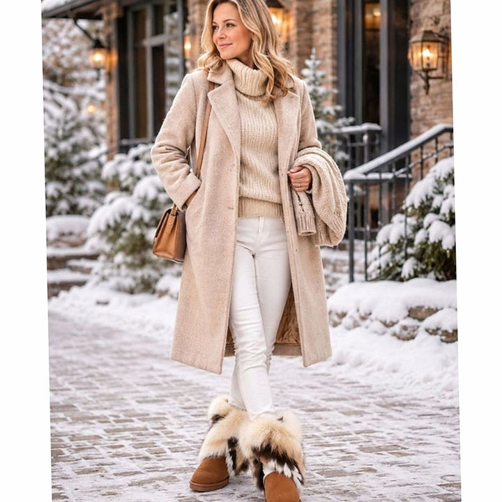 Women's Fluffy Faux-Fur Trim Slip-On Winter Snow Boots