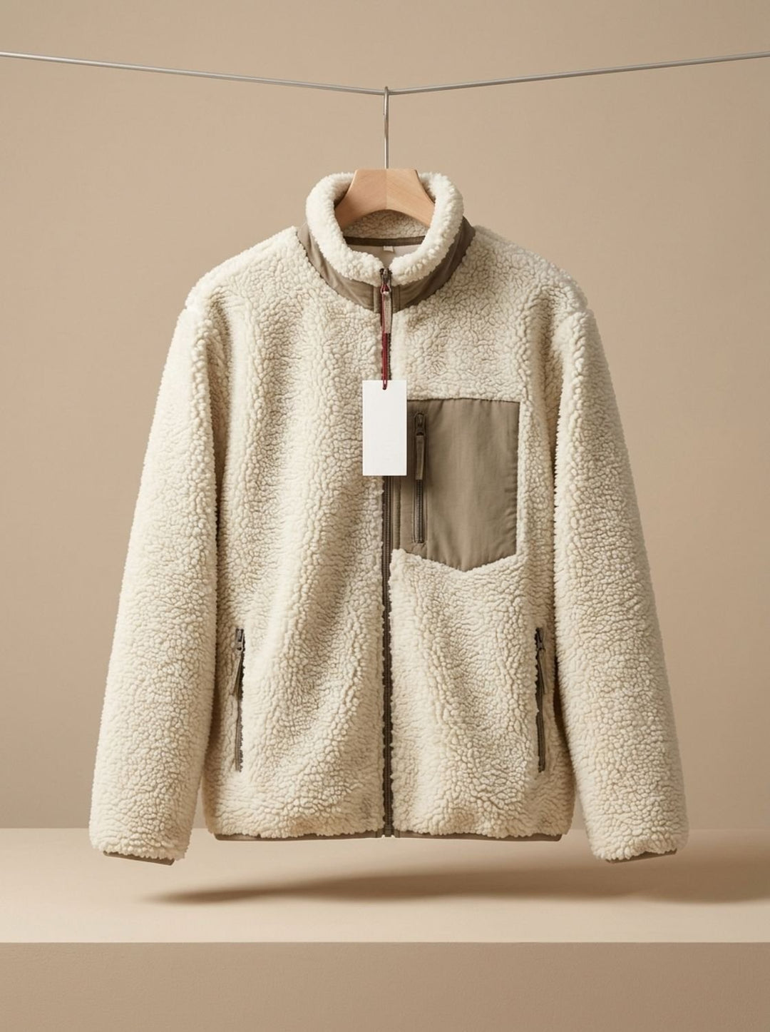Women's Full Zip-Up Sherpa Fleece Relaxed-Fit Jacket, Beige - Coffee