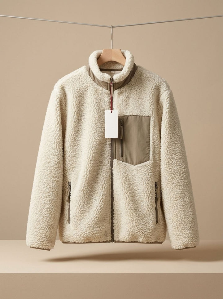 Women's Full Zip-Up Sherpa Fleece Relaxed-Fit Jacket, Beige - Coffee