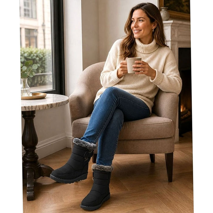 Women's Fur-Trimmed Quilted Mid-Calf Snow Boots