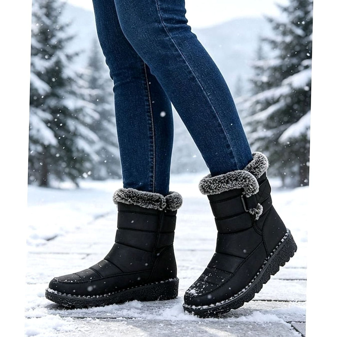 Women's Fur-Trimmed Quilted Mid-Calf Snow Boots