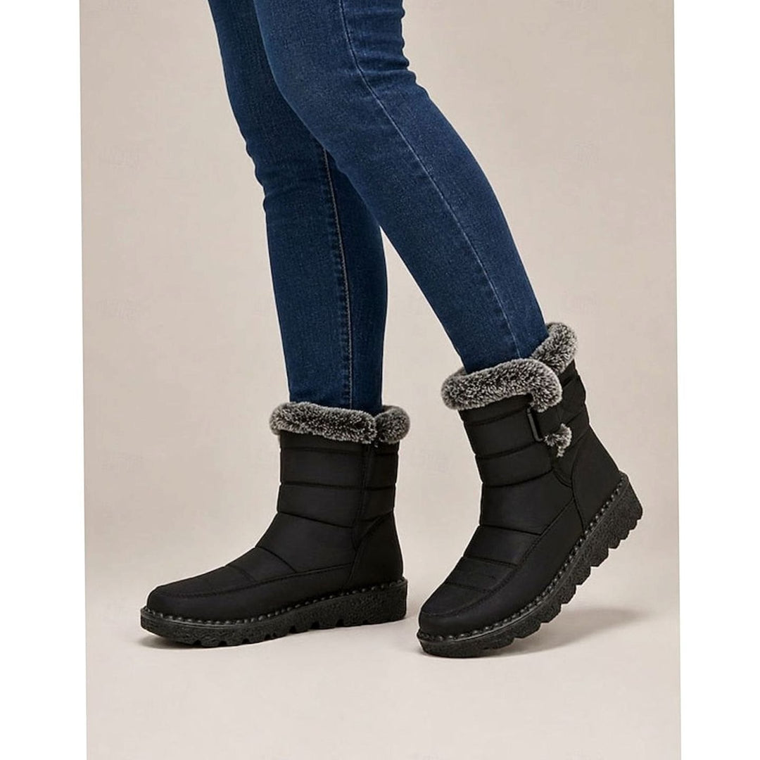 Women's Fur-Trimmed Quilted Mid-Calf Snow Boots