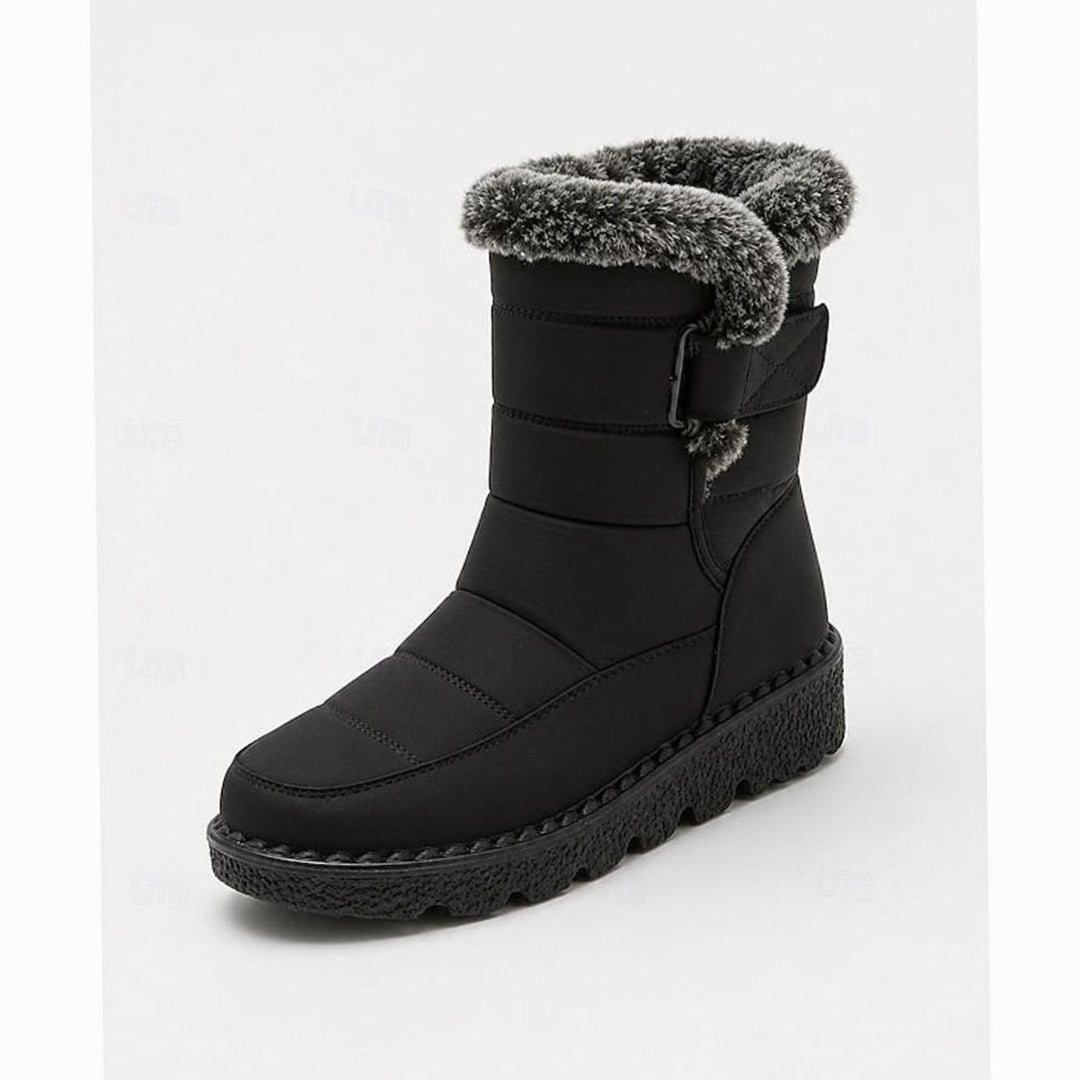 Women's Fur-Trimmed Quilted Mid-Calf Snow Boots