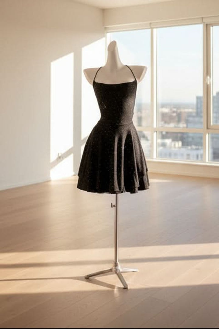 Women's Glitter Halter-Neck Fit-and-Flare Cocktail Dress