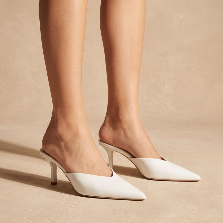 Women's Glossy Pointed Toe Slingback Heels Slip-On Mule Pumps