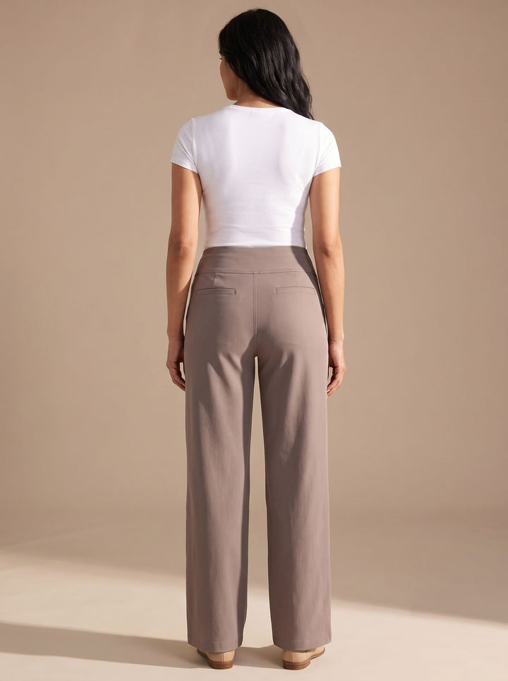 Women's High-Waist Dressy Wide-Leg Trousers with Pockets