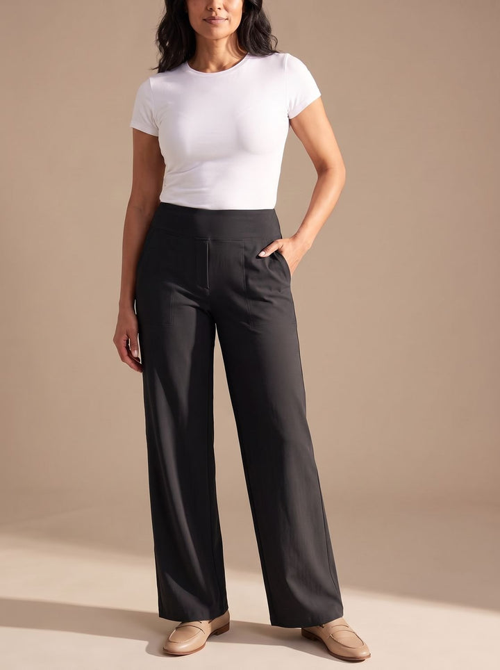 Women's High-Waist Dressy Wide-Leg Trousers with Pockets