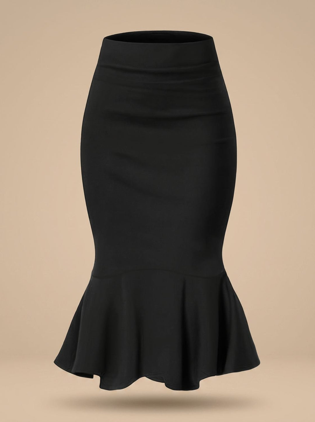 Women's High-Waist Fishtail Midi Skirt Ruffle Hem