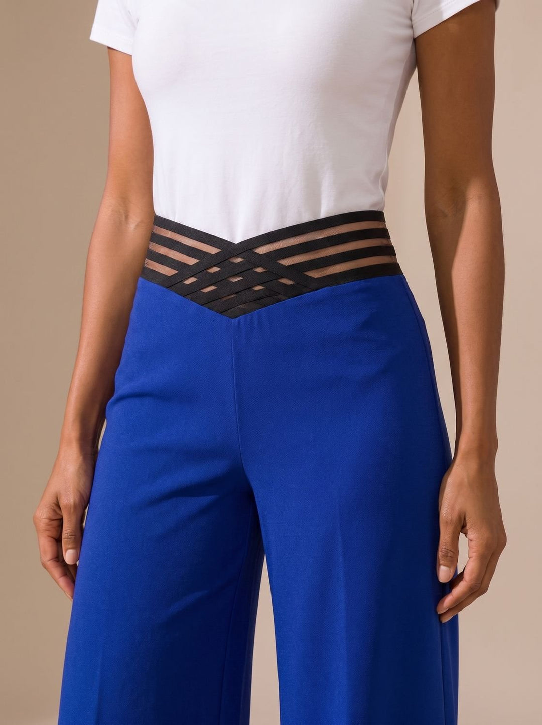 Women's High-Waist Wide-Leg Crossover Waistband Pants
