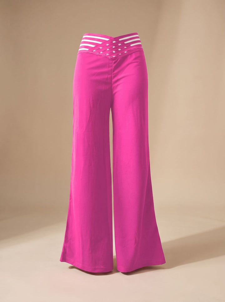 Women's High-Waist Wide-Leg Crossover Waistband Pants