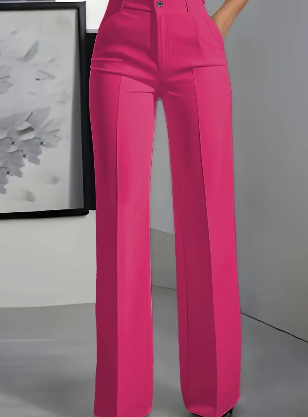 Women's High-Waist Wide-Leg Pleated Dress Pants - Pink
