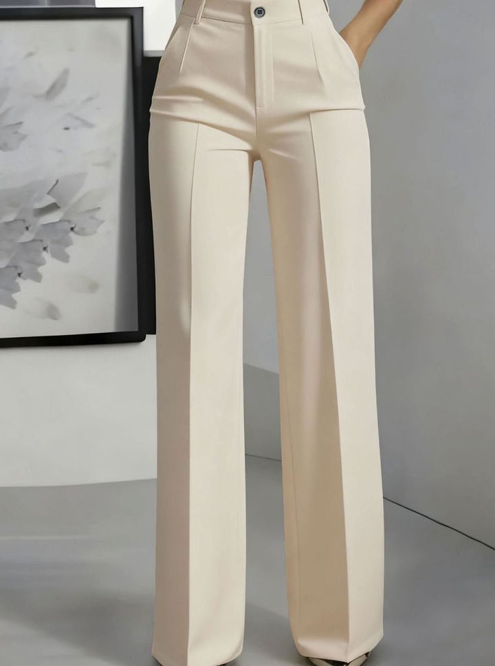 Women's High-Waist Wide-Leg Pleated Dress Pants - Apricot