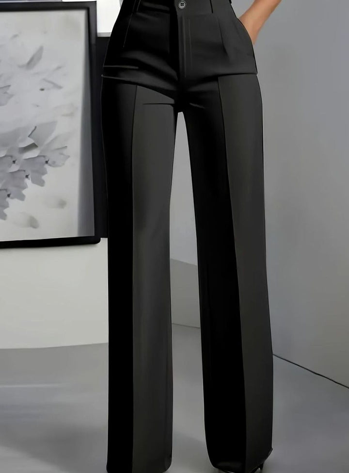 Women's High-Waist Wide-Leg Pleated Dress Pants - Black