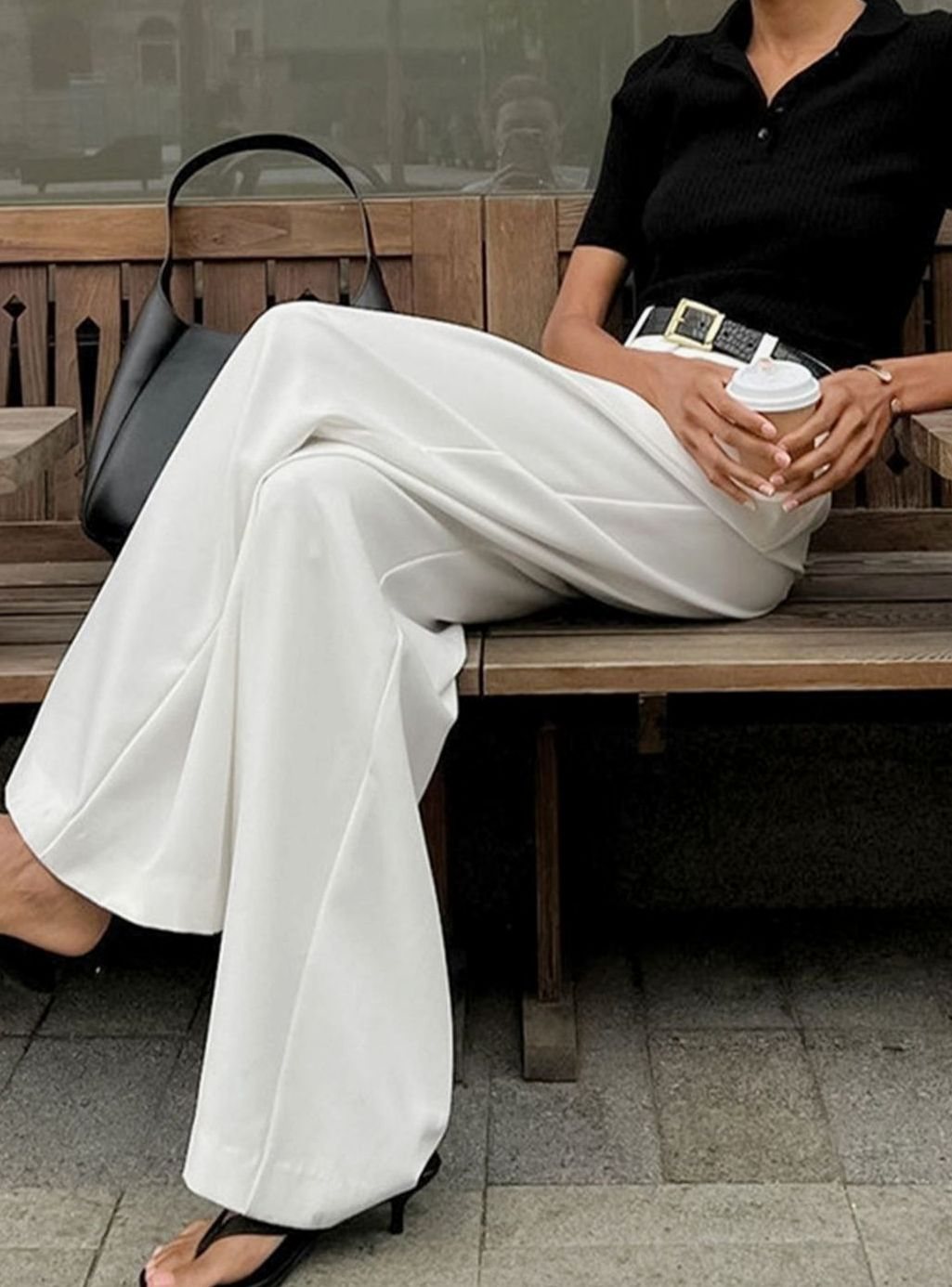 Women's High-Waist Wide-Leg Tailored Trousers Office Pants
