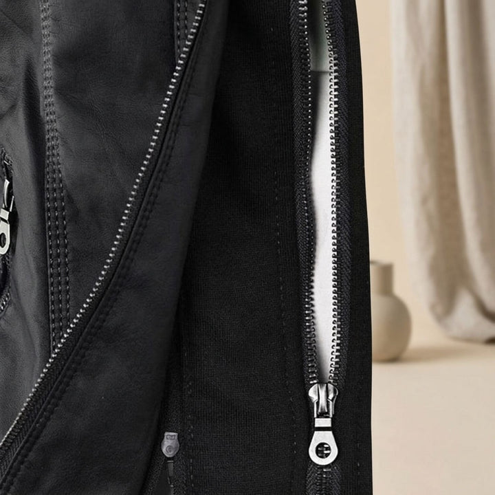 Women's Hooded Faux Leather Biker Jacket