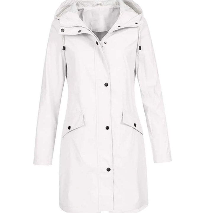 Women's Hooded Longline Zip-Up Waterproof Winter Coat - White