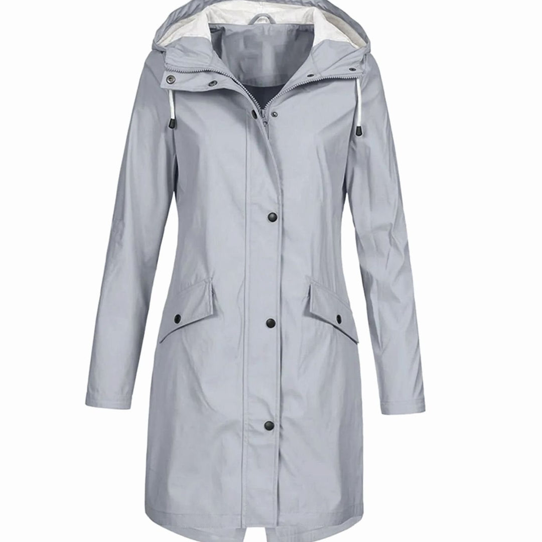 Women's Hooded Longline Zip-Up Waterproof Winter Coat - Grey