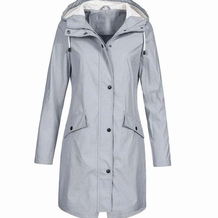 Women's Hooded Longline Zip-Up Waterproof Winter Coat - Grey
