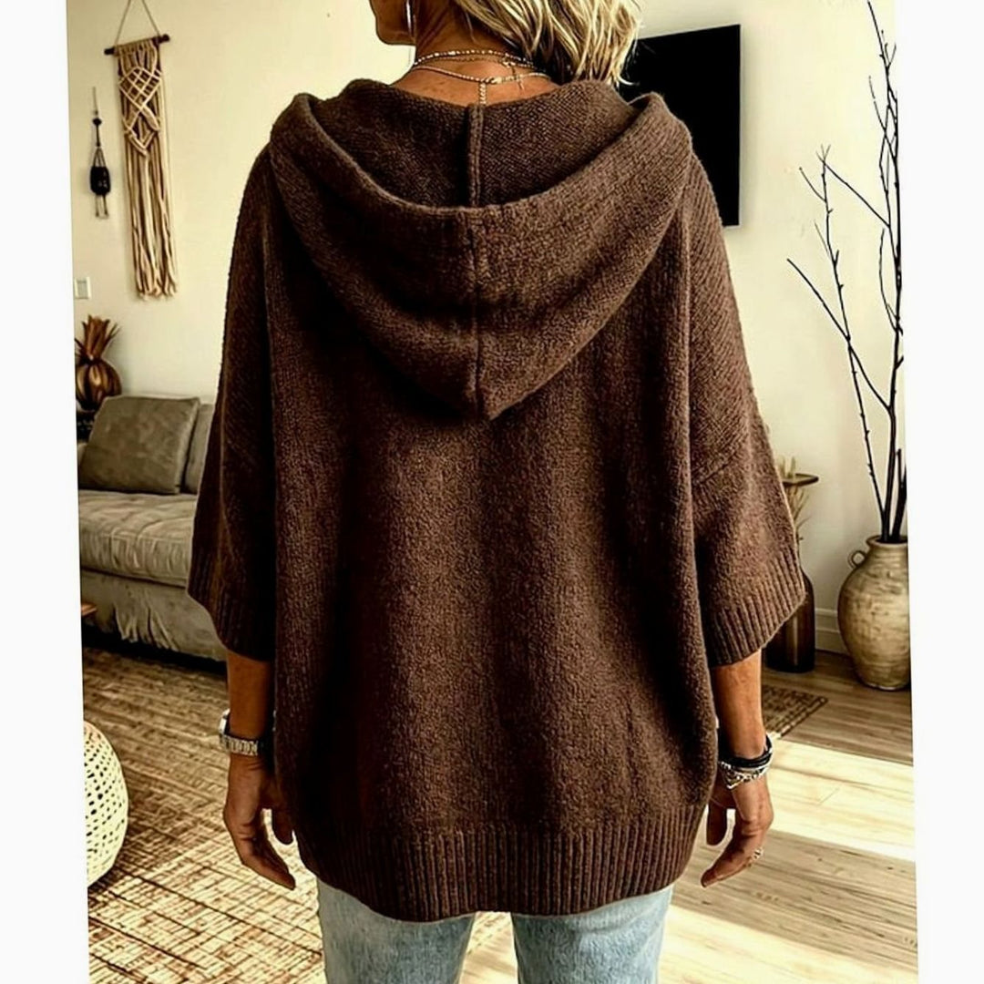 Women's Hooded Open-Front Relaxed Knit Cardigan