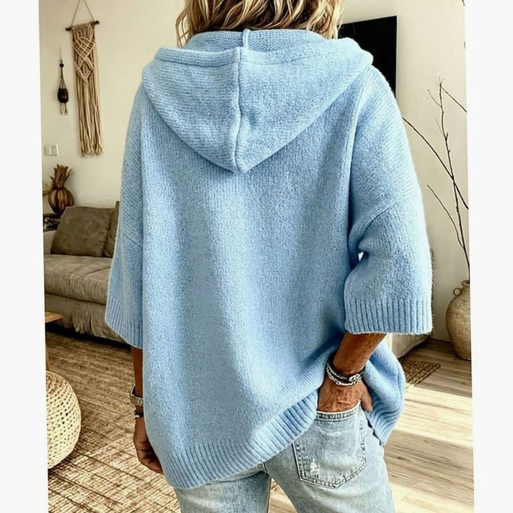 Women's Hooded Open-Front Relaxed Knit Cardigan