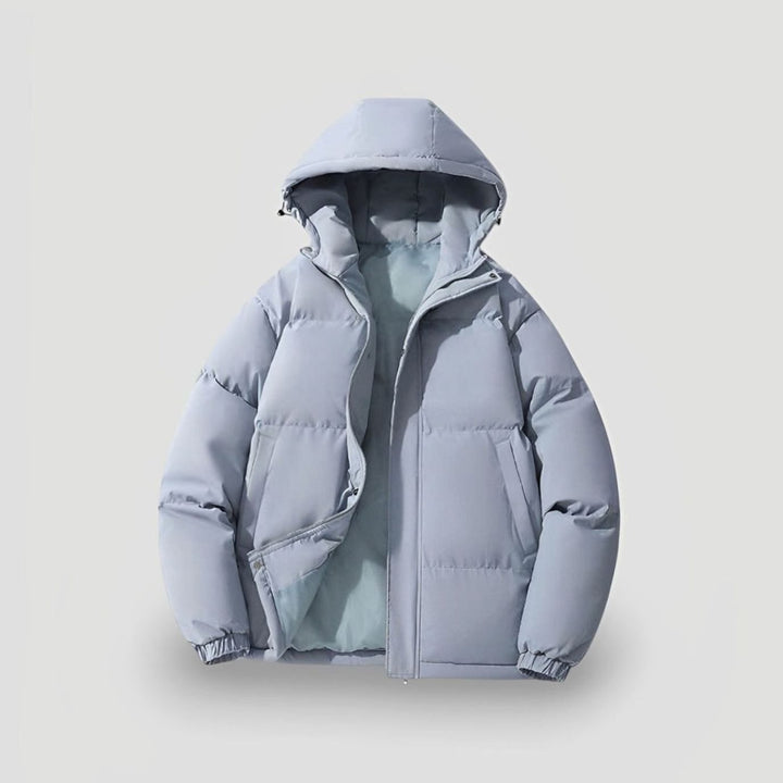 Women's Hooded Oversized Puffer Jacket Zip-Up Winter Coat - Blue