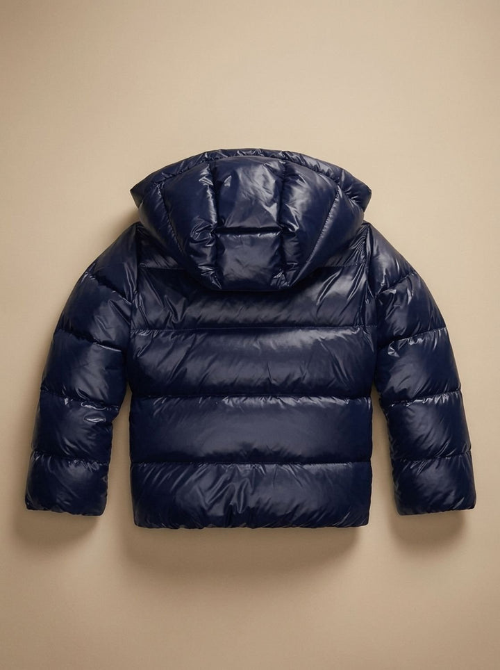 Women's Hooded Quilted Puffer Jacket Glossy Zip-Up Winter Coat