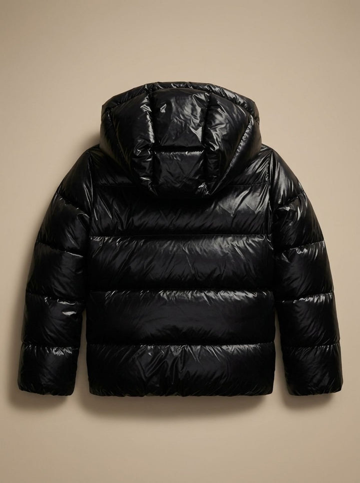 Women's Hooded Quilted Puffer Jacket Glossy Zip-Up Winter Coat