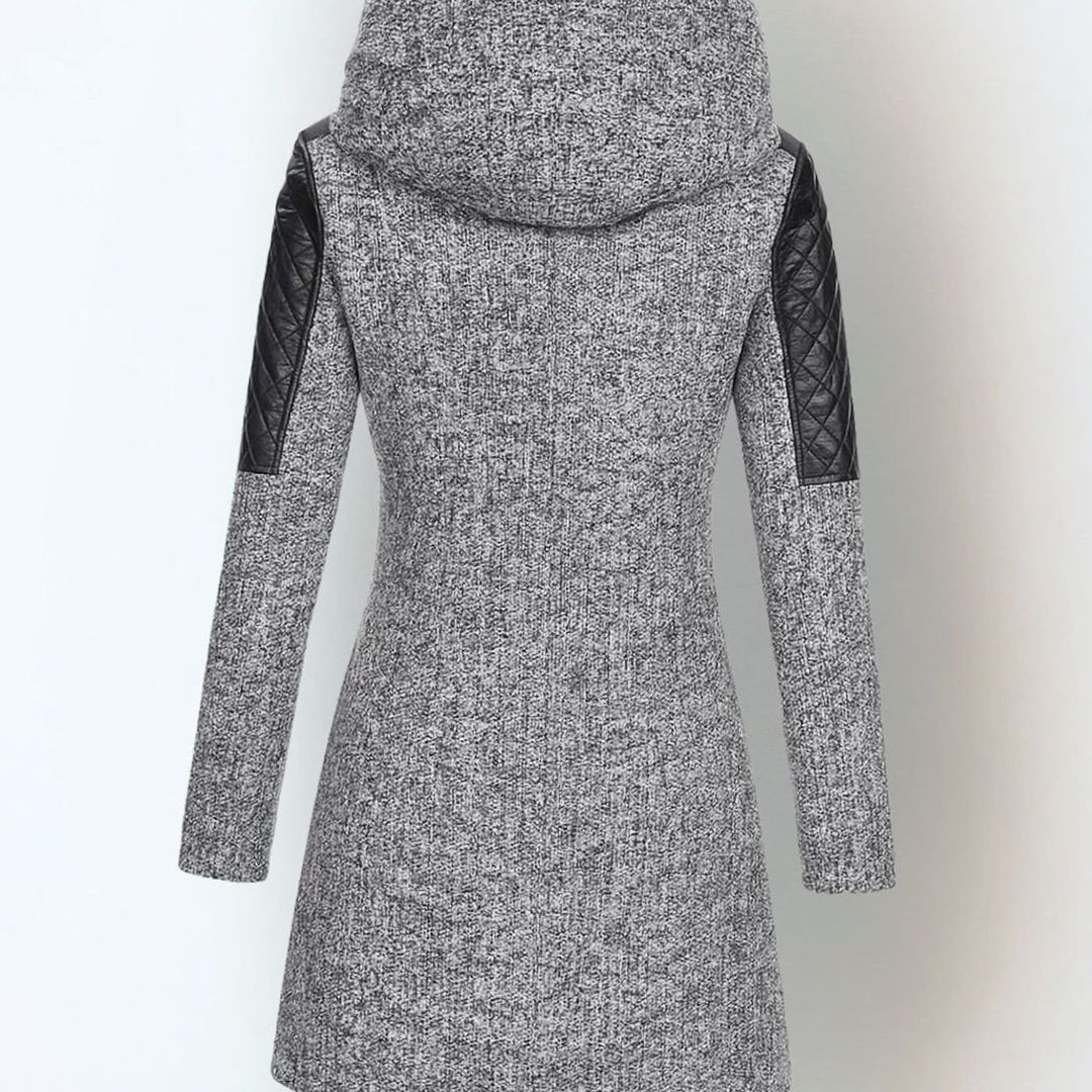 Women's Hooded Quilted-Sleeve Asymmetric-Zip Winter Coat