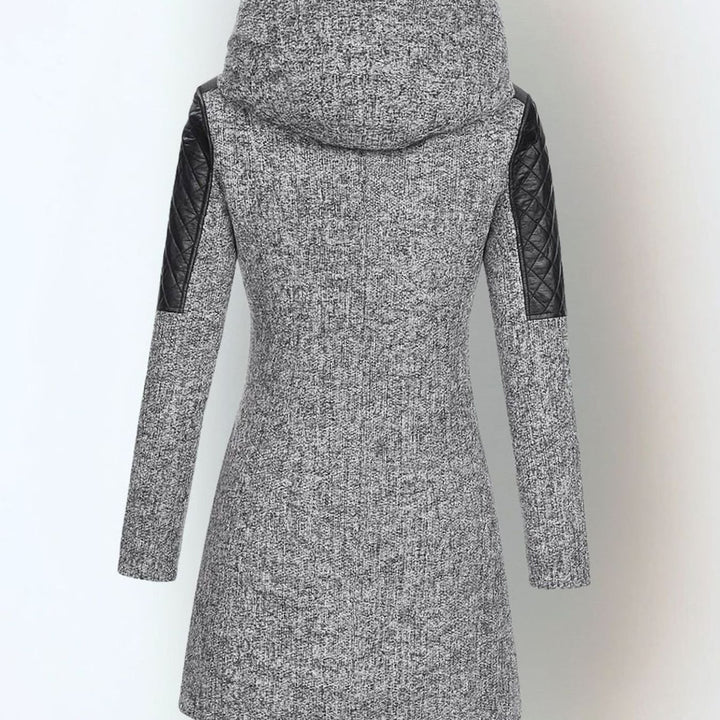 Women's Hooded Quilted-Sleeve Asymmetric-Zip Winter Coat