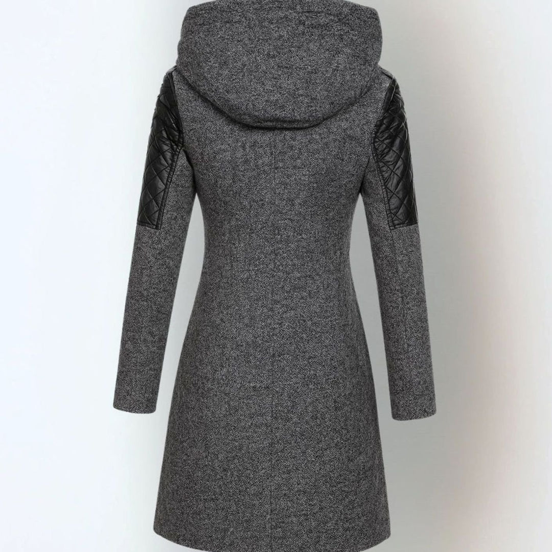 Women's Hooded Quilted-Sleeve Asymmetric-Zip Winter Coat