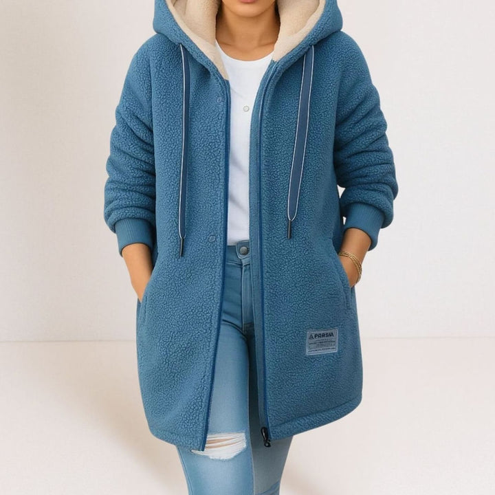 Women's Hooded Sherpa Fleece Full-Zip Winter Jacket