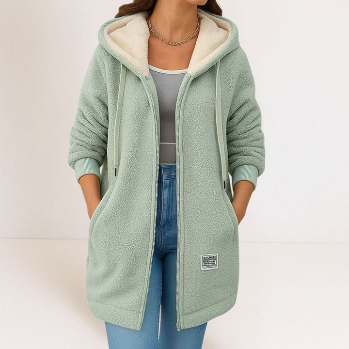 Women's Hooded Sherpa Fleece Full-Zip Winter Jacket