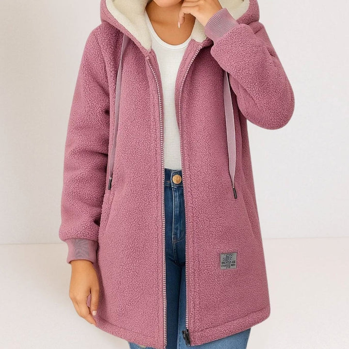 Women's Hooded Sherpa Fleece Full-Zip Winter Jacket