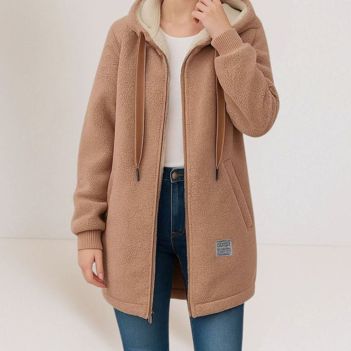 Women's Hooded Sherpa Fleece Full-Zip Winter Jacket