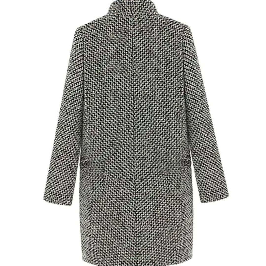 Women's Houndstooth Structured Longline Long Coat