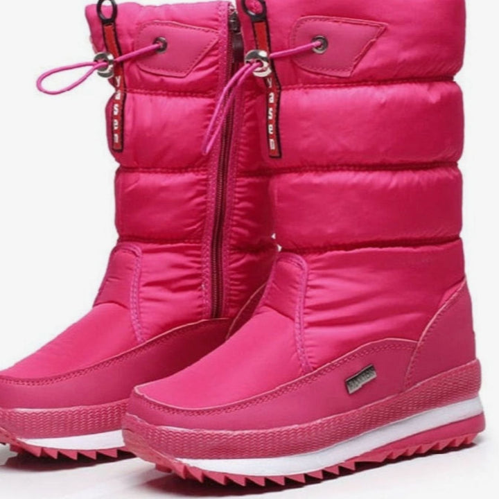 Women's Insulated Zipper Snow Boots Warm Winter Mid-Calf - Pink
