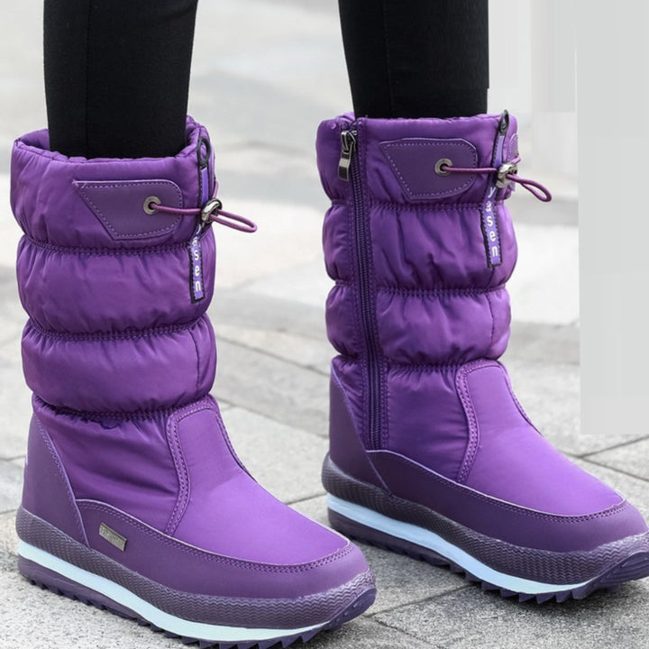 Women's Insulated Zipper Snow Boots Warm Winter Mid-Calf - Purple