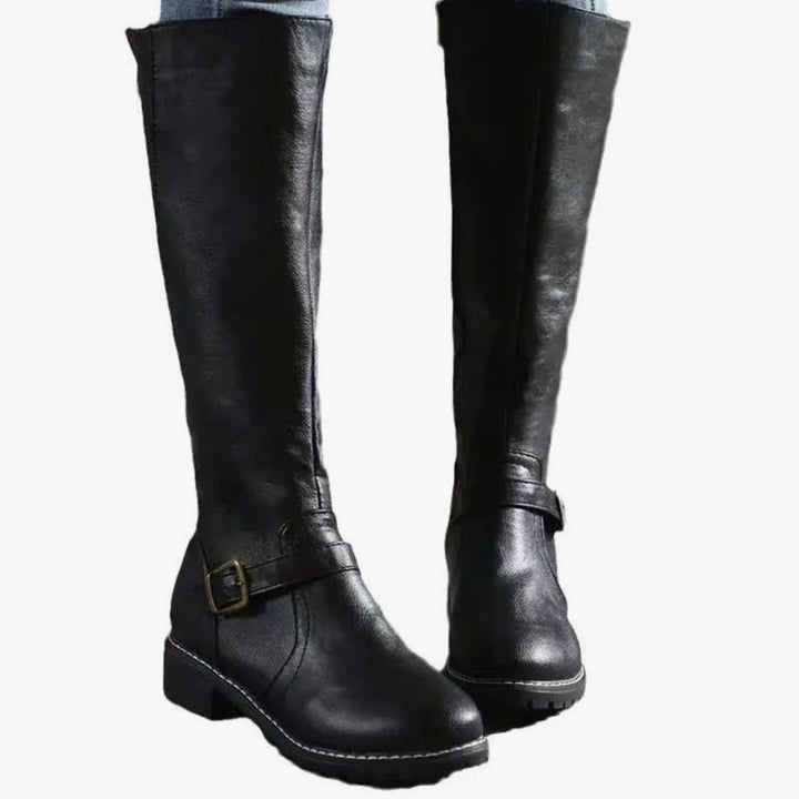 Women's Knee-High Buckle-Detail Orthopedic Leather Boots