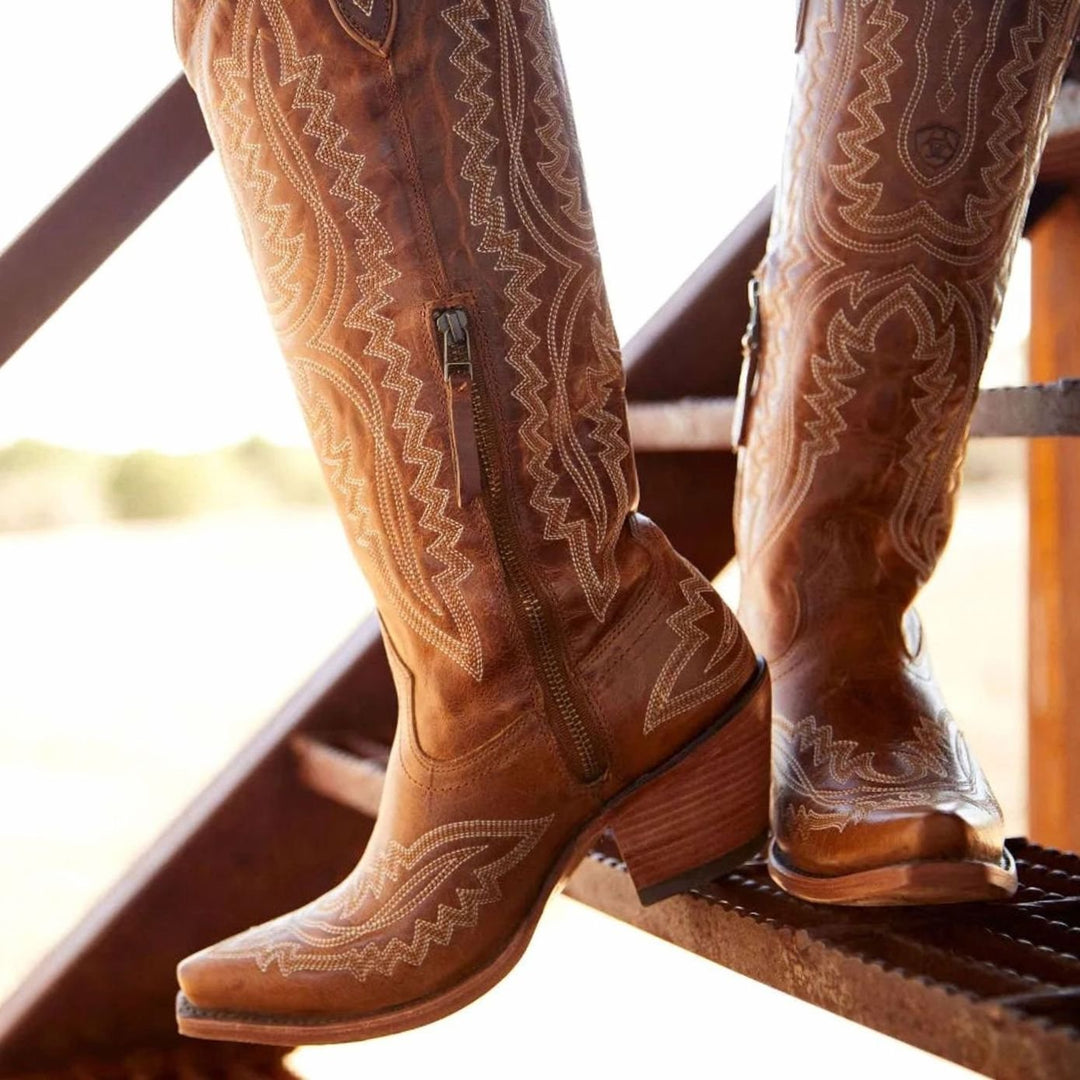 Women's Knee-High Embroidered Pointed-Toe Western Cowboy Boots