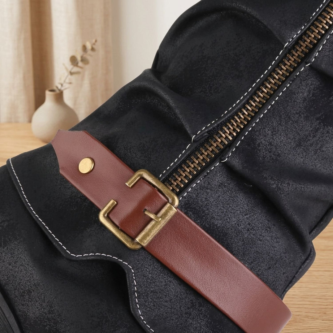 Women's Knee High Slouch Boots Knit Cuff Buckle Zipper