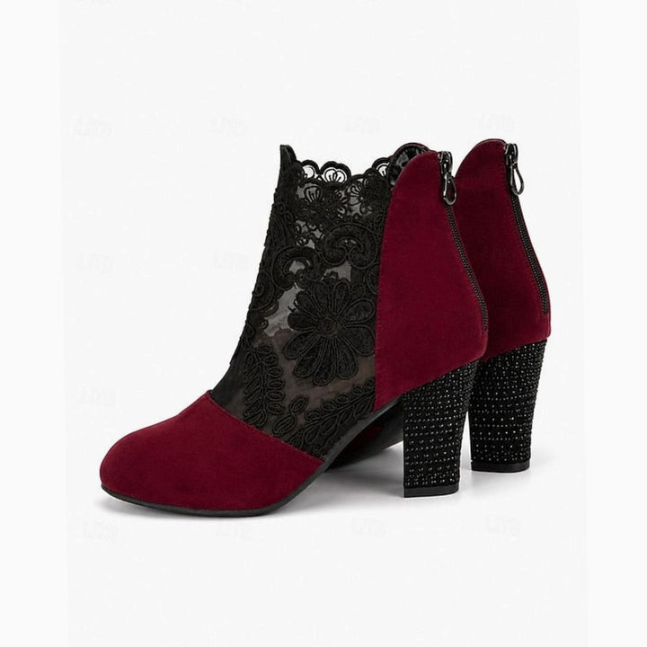 Women's Lace-Accent Block Heel Ankle Booties