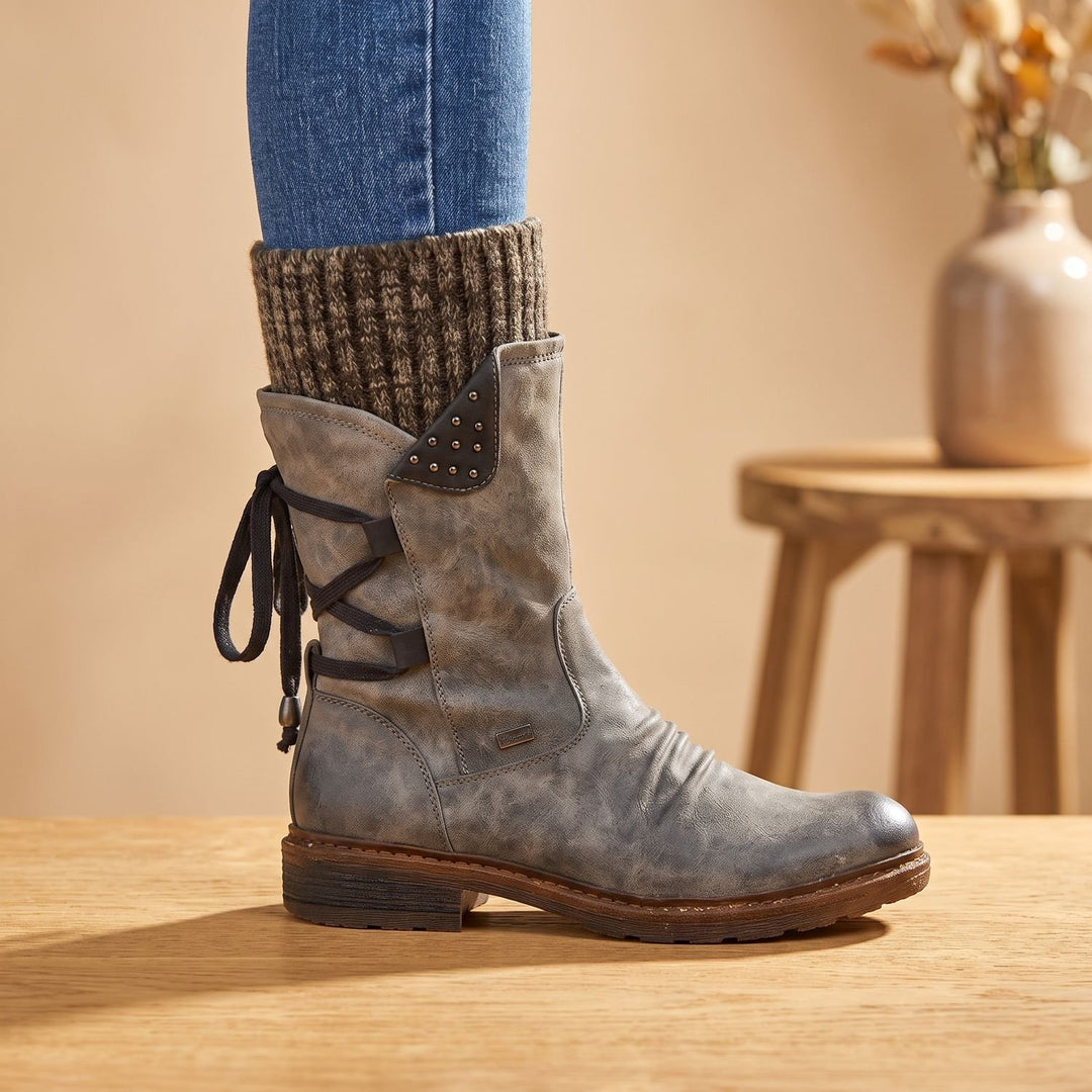 Women's Lace-Up Knit-Cuff Winter Ankle Boots