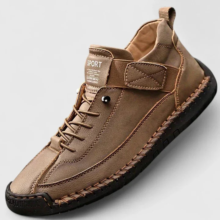 Women's Lace-Up Velcro-Strap Cushioned Casual Sneakers - Khaki