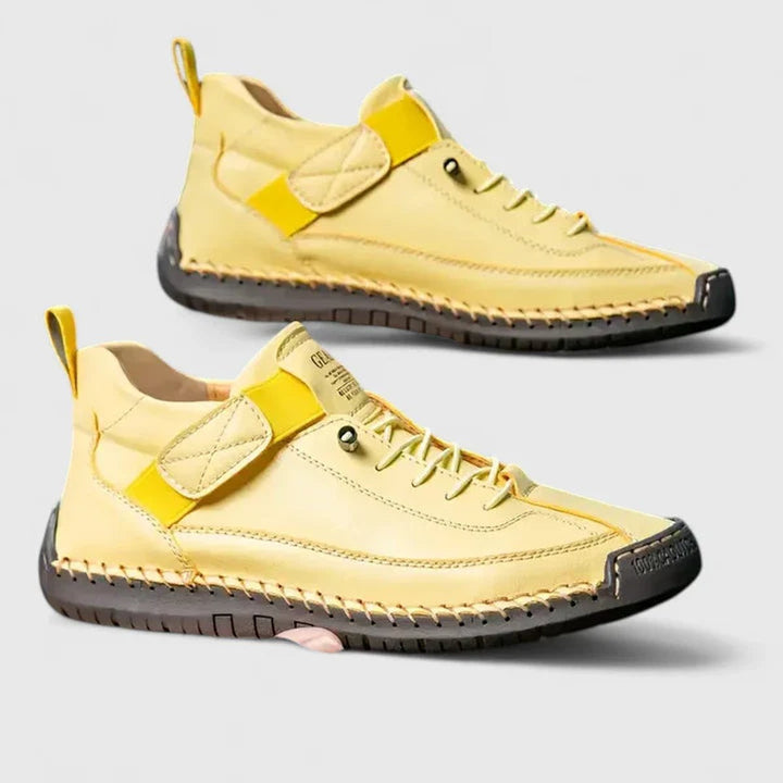 Women's Lace-Up Velcro-Strap Cushioned Casual Sneakers - Yellow