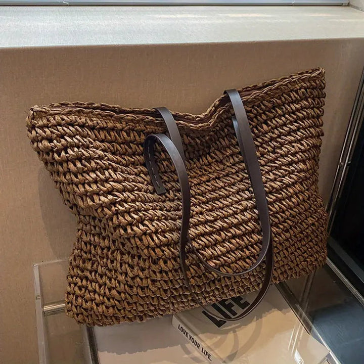 Women's Large Woven Raffia Bohemian Tote Bag