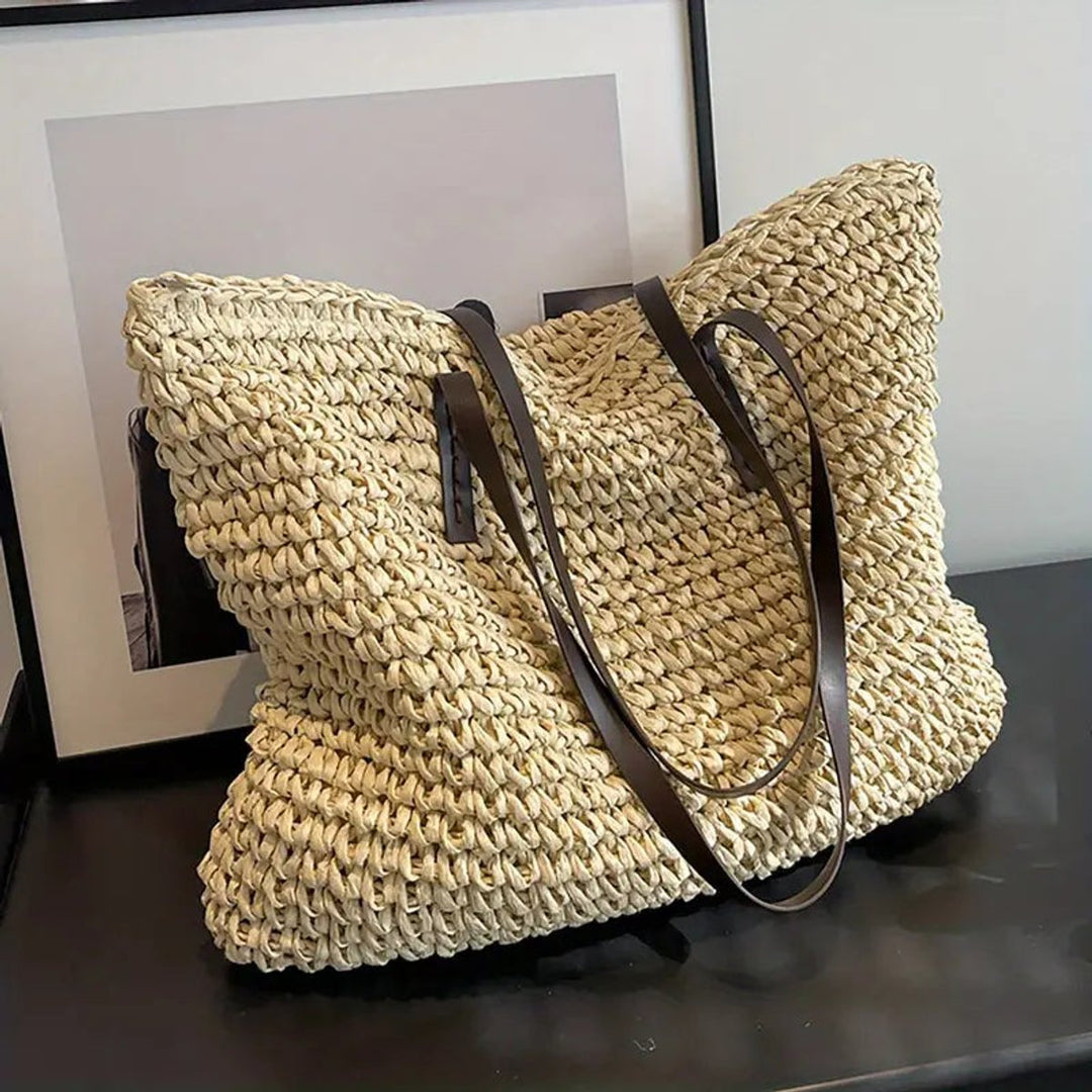 Women's Large Woven Raffia Bohemian Tote Bag