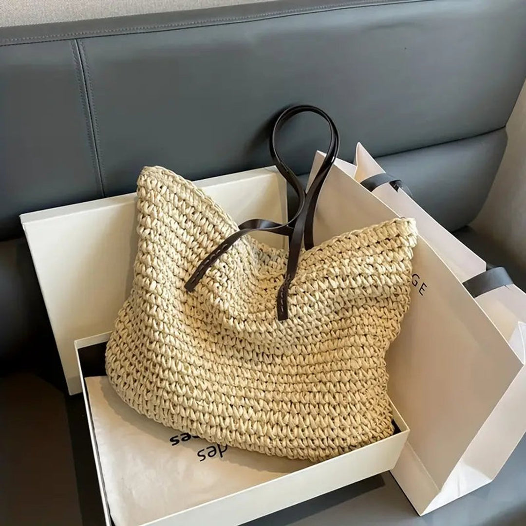 Women's Large Woven Raffia Bohemian Tote Bag